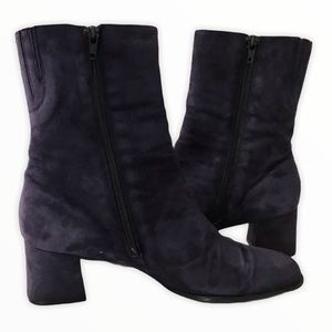 Enzo Angiolini Blue Suede Block Heel Zip Booties 9